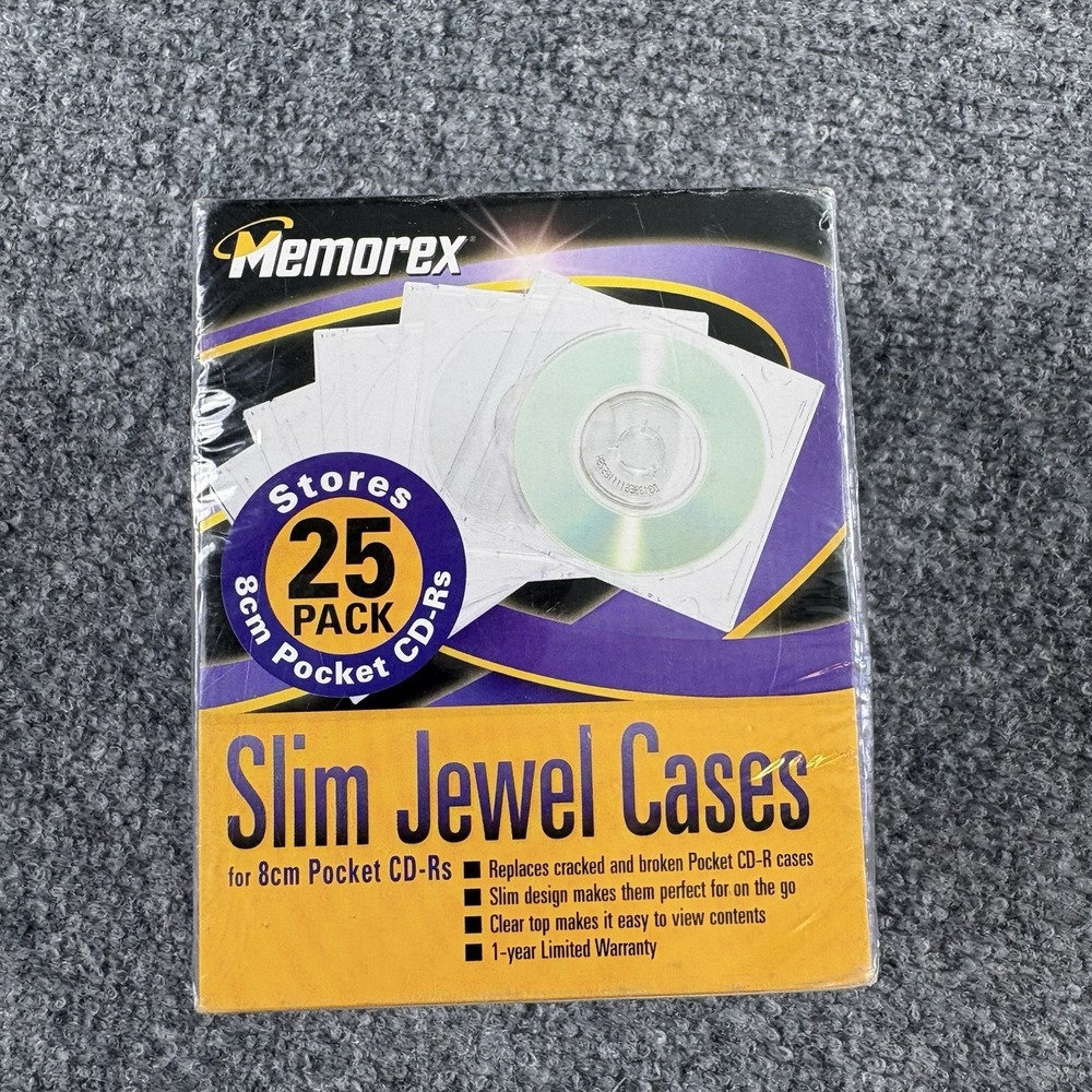 Memorex Slim Jewel Cases 25 Pack 8cm Pocket CD-R Cases Mini Disc Storage VTG Y2K